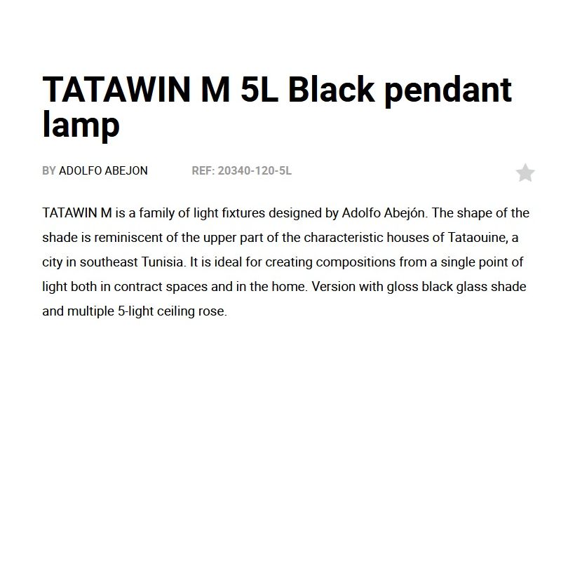 Lustra suspendata design modern TATAWIN M 5L negru