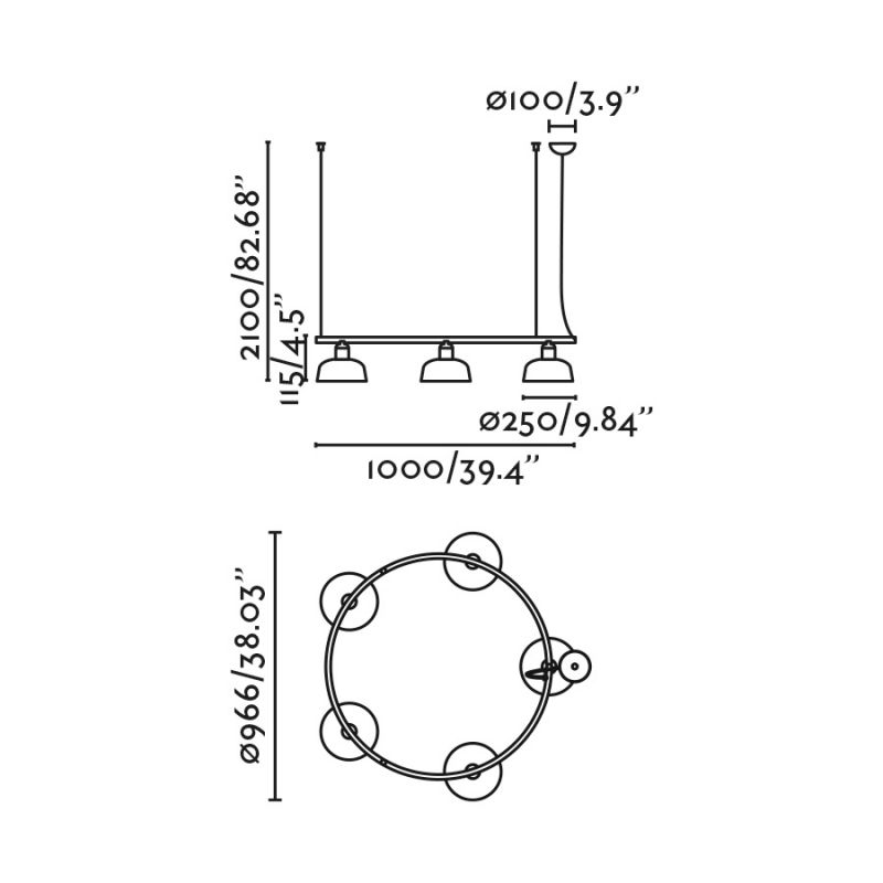Lustra suspendata design modern TATAWIN M alb