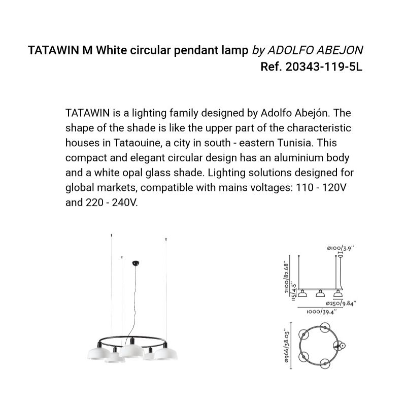 Lustra suspendata design modern TATAWIN M alb