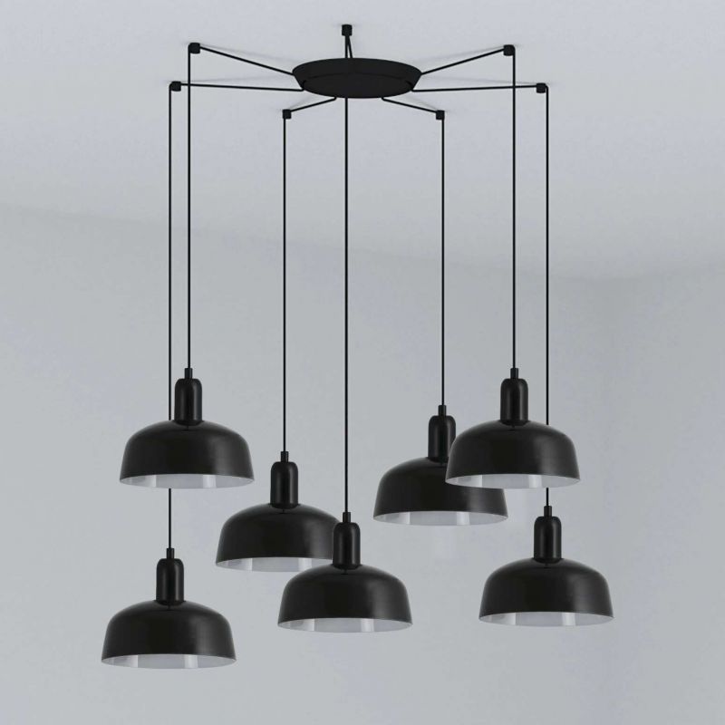 Lustra suspendata design modern TATAWIN S 7L negru