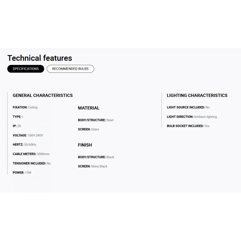 Lustra suspendata design modern TATAWIN S 7L negru