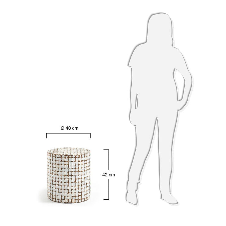 Masa de cafea alba/maro din lemn 40 cm Necoco Kave Home