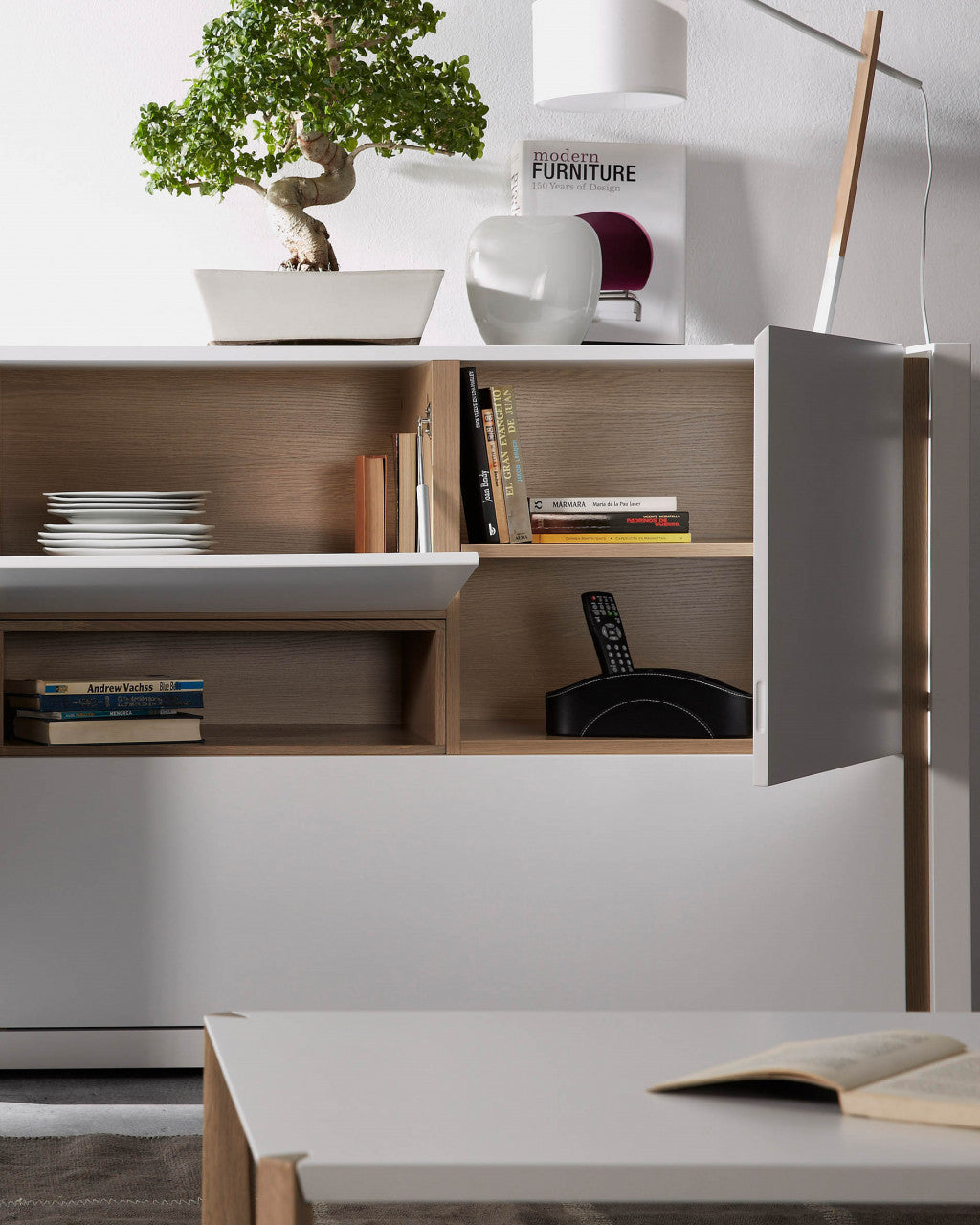 Masa de cafea alba/maro din lemn 60x120 cm Quatro Kave Home