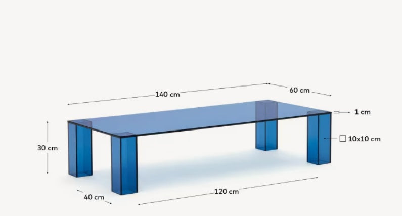 Masa de cafea albastra din sticla 60x140 cm Adularia Kave Home