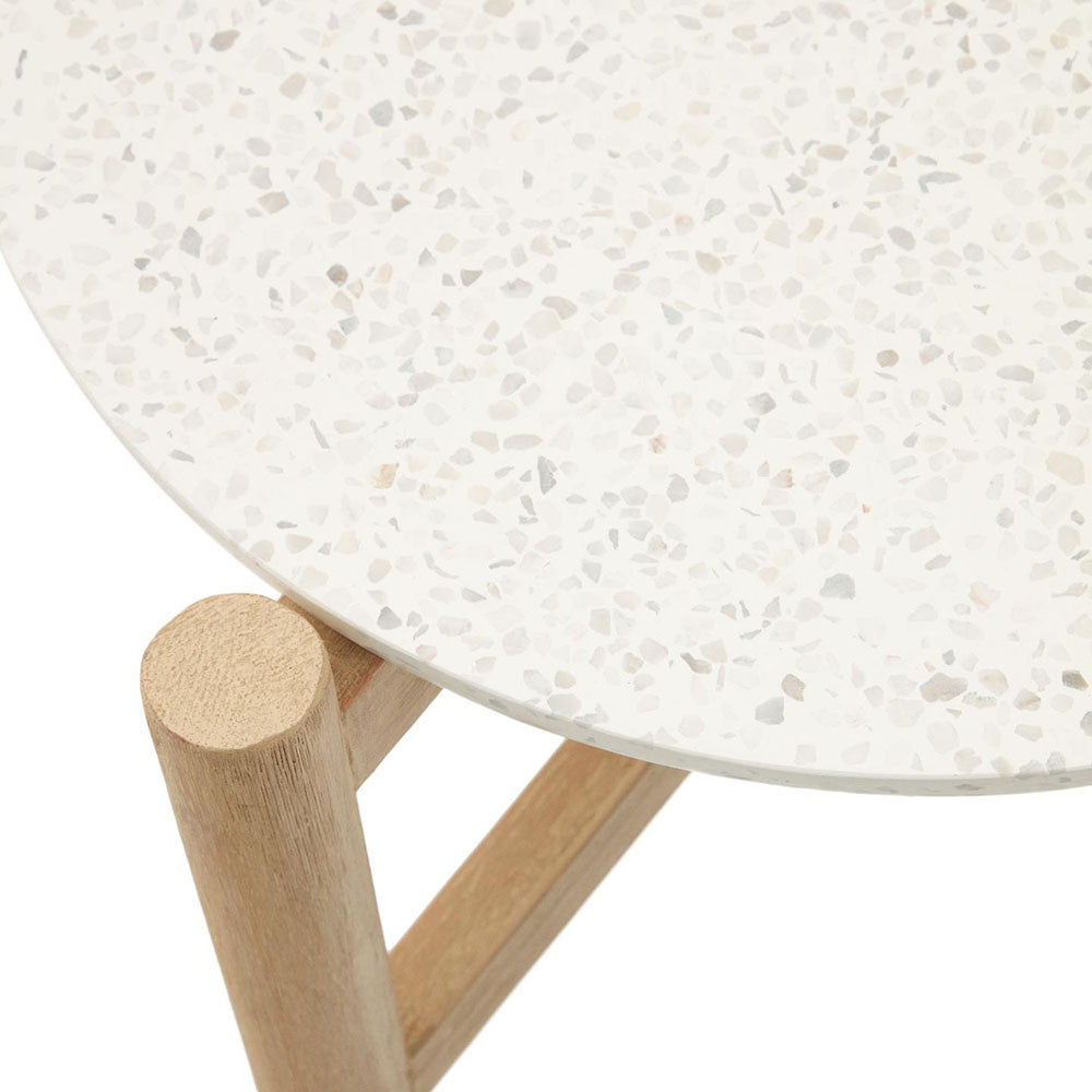 Masa de cafea exterior alba/maro din ciment 45 cm Pola Kave Home