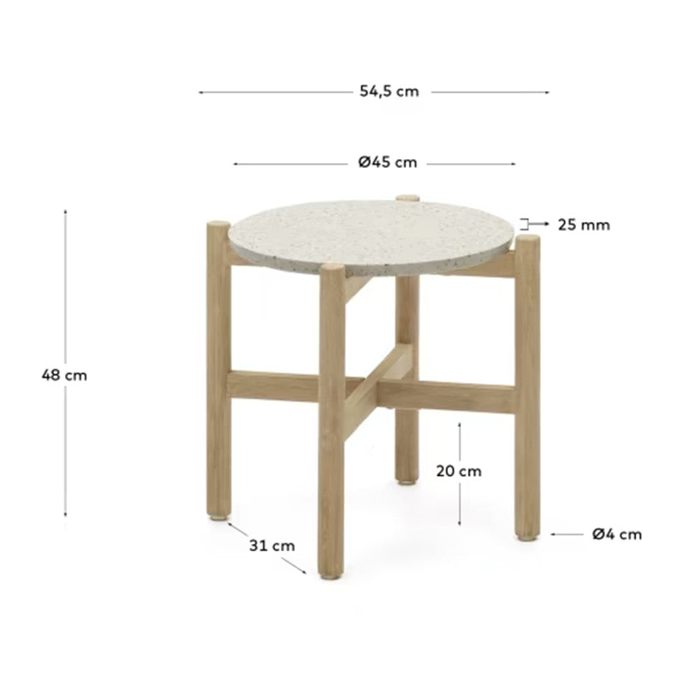Masa de cafea exterior alba/maro din ciment 45 cm Pola Kave Home