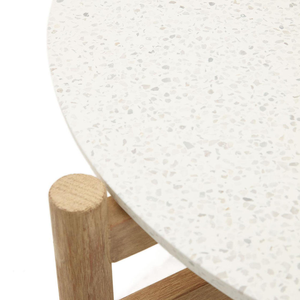 Masa de cafea exterior alba/maro din ciment 80 cm Pola Kave Home