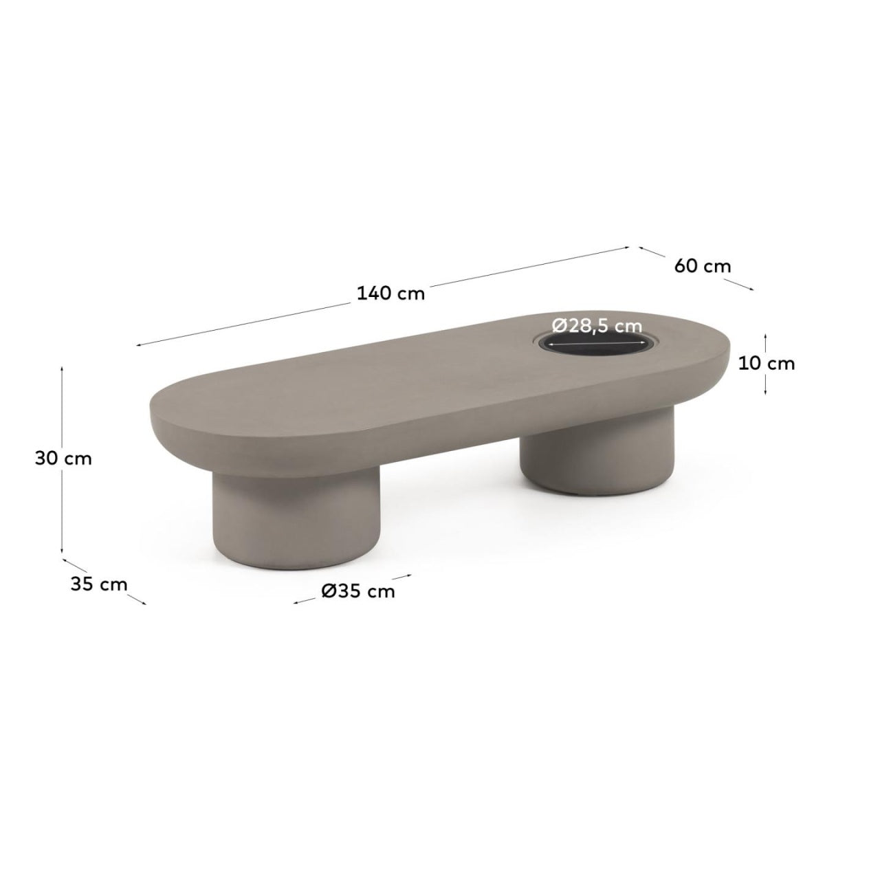 Masa de cafea exterior gri din ciment 60x140 cm Taimi Kave Home