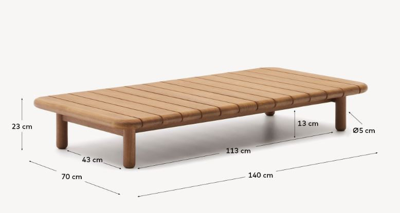 Masa de cafea exterior maro din lemn 70x140 cm Turqueta Kave Home