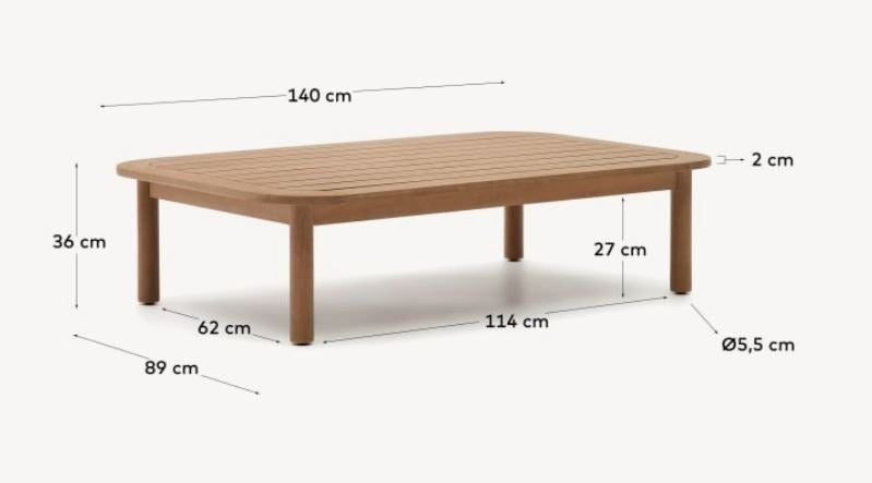 Masa de cafea exterior maro din lemn 89x140 cm Sacova Kave Home