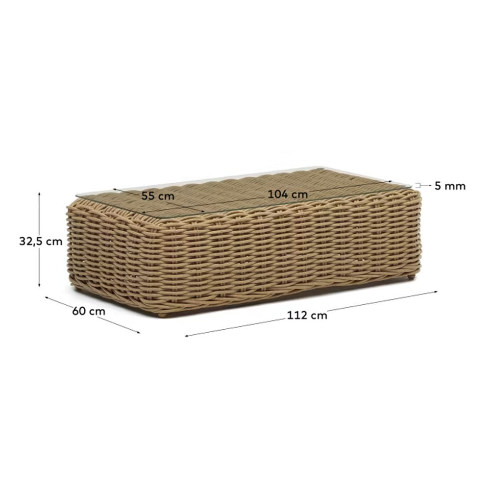 Masa de cafea exterior maro din ratan 62x112 cm Portlligat Kave Home