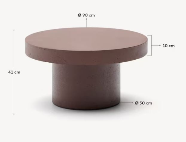Masa de cafea exterior maro teracota din ciment 90 cm Aiguablava Kave Home