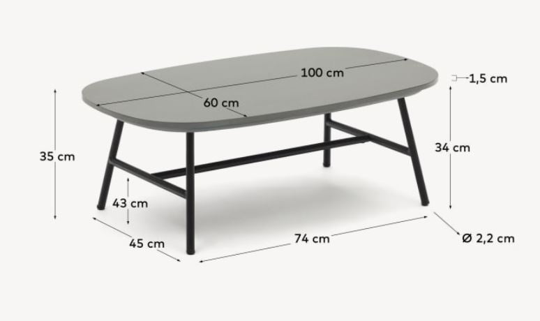 Masa de cafea exterior neagra din metal 60x100 cm Bramant Kave Home