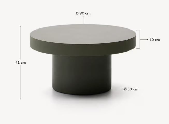 Masa de cafea exterior verde din ciment 90 cm Aiguablava Kave Home
