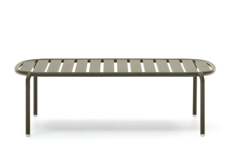 Masa de cafea exterior verde din metal 65x113 cm Joncols Kave Home