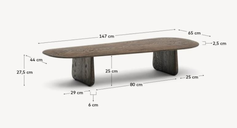 Masa de cafea maro din lemn 64x146 cm Pirita Kave Home