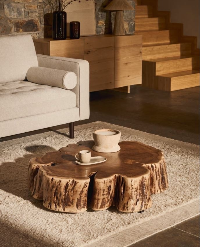 Masa de cafea maro din lemn 85x95 cm Essi Kave Home