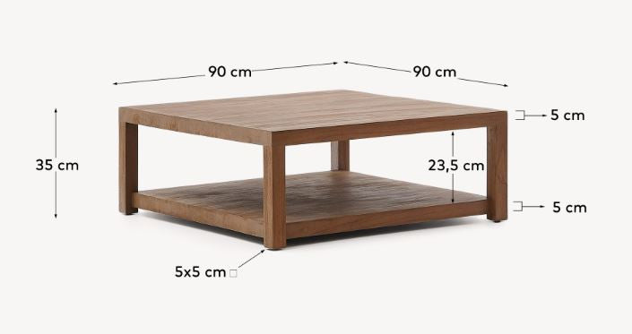 Masa de cafea maro din lemn 90x90 cm Sashi Kave Home