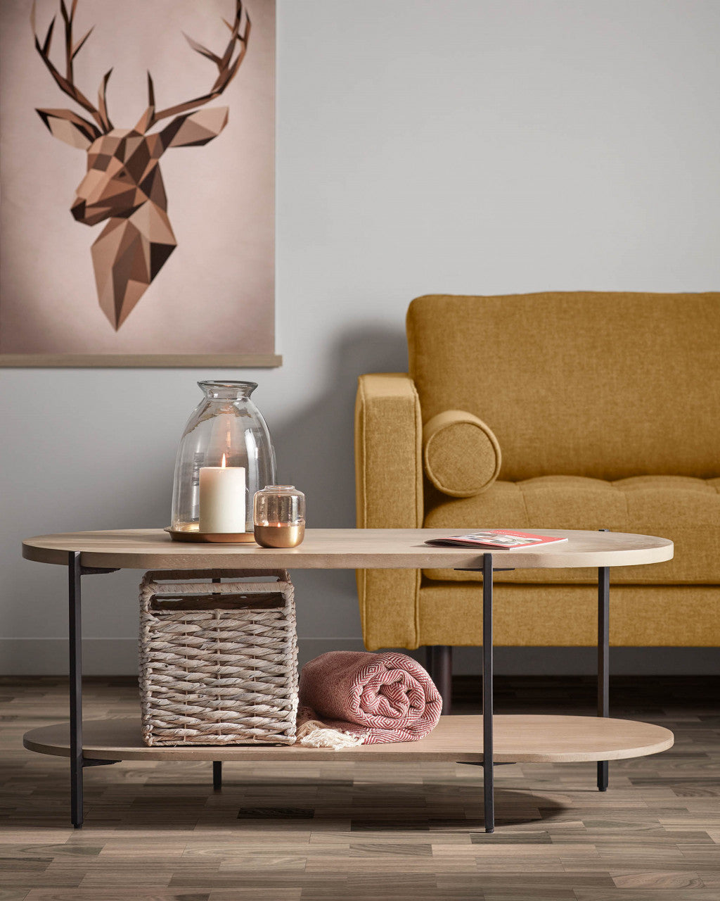 Masa de cafea maro/neagra din lemn 55x110 cm Palmia Kave Home