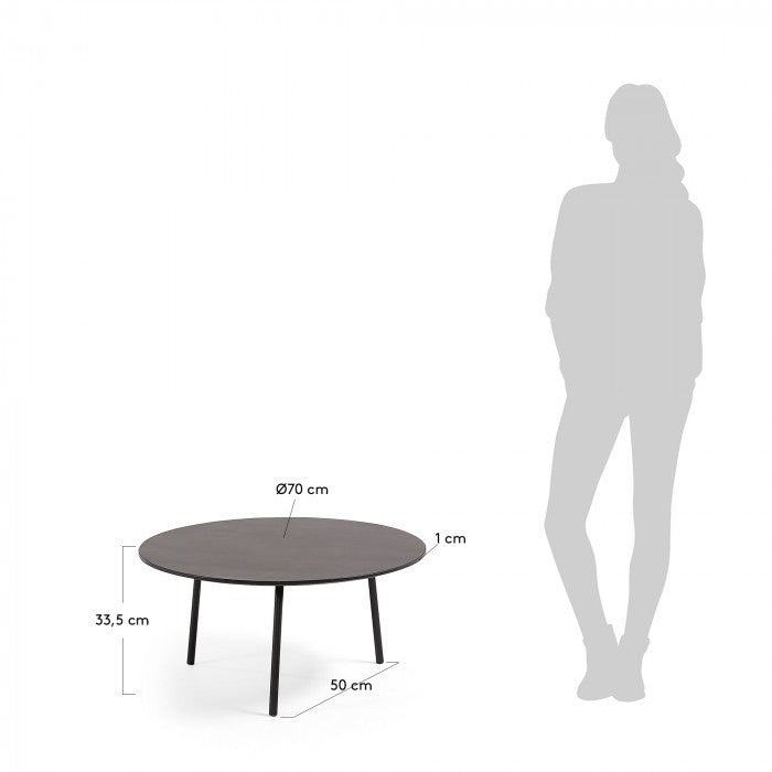 Masa de cafea neagra din metal 70 cm Mathis Kave Home