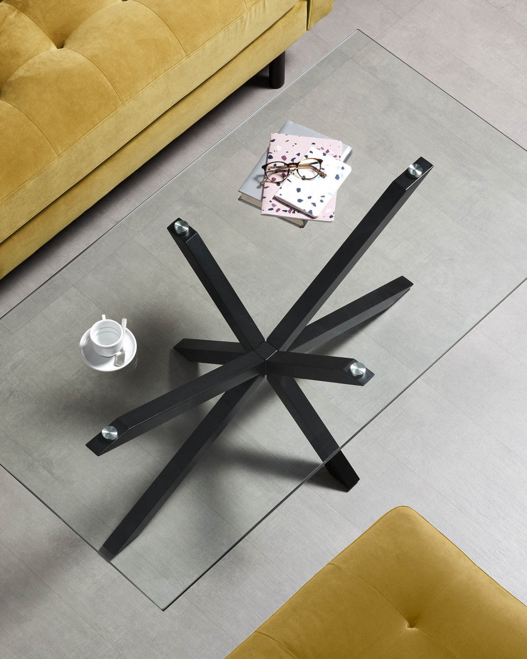 Masa de cafea neagra din metal 70x130 cm Argon Kave Home