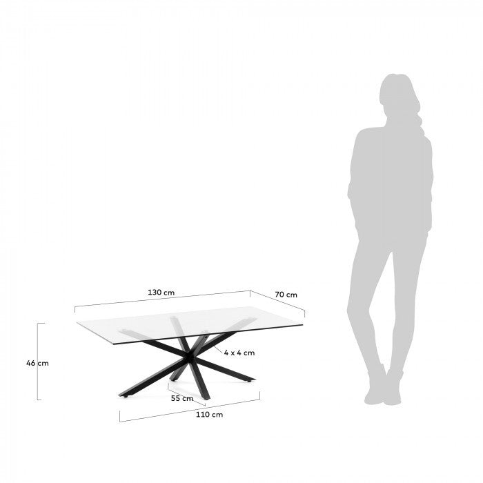 Masa de cafea neagra din metal 70x130 cm Argon Kave Home