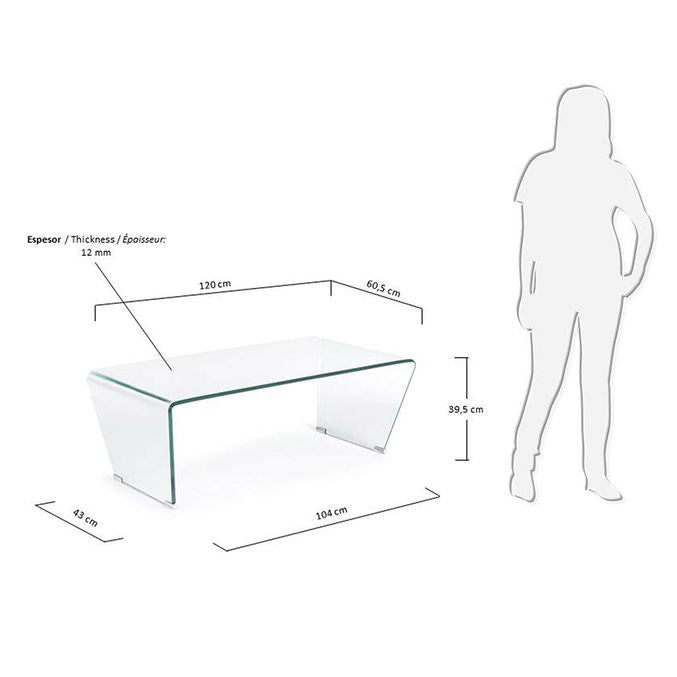 Masa de cafea transparenta din sticla 60x120 cm Burano Kave Home