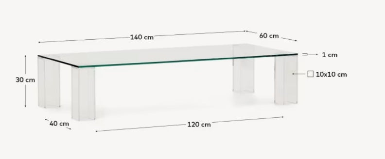 Masa de cafea transparenta din sticla 60x140 cm Adularia Kave Home