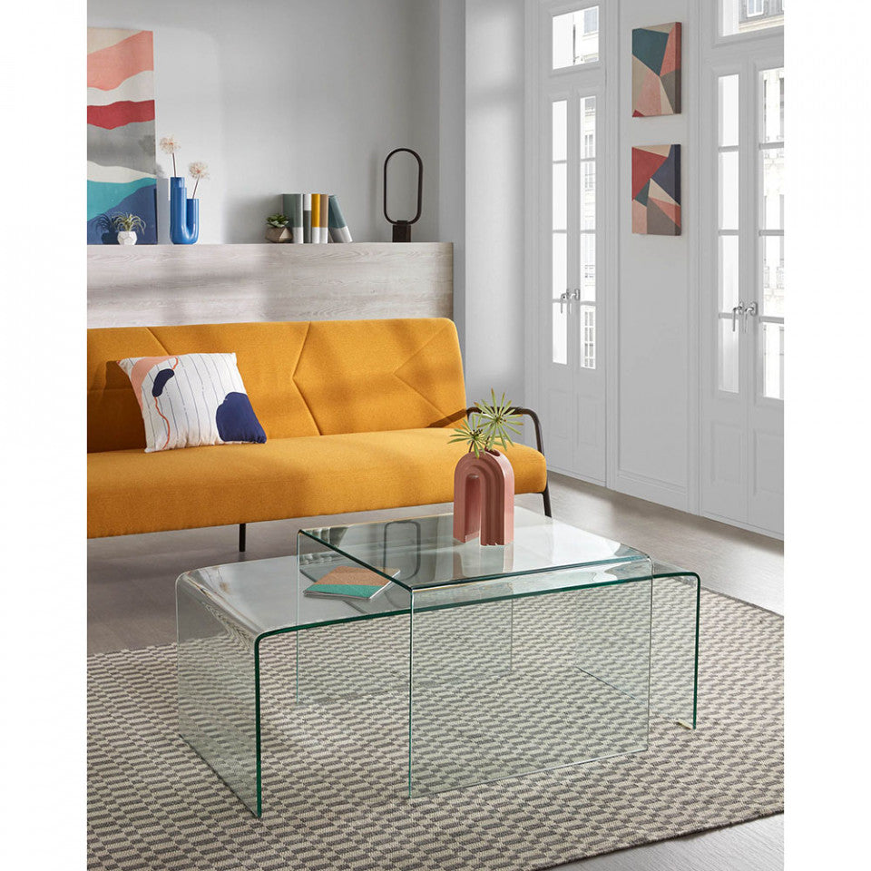 Masa de cafea transparenta din sticla 60x60 cm Burano Kave Home
