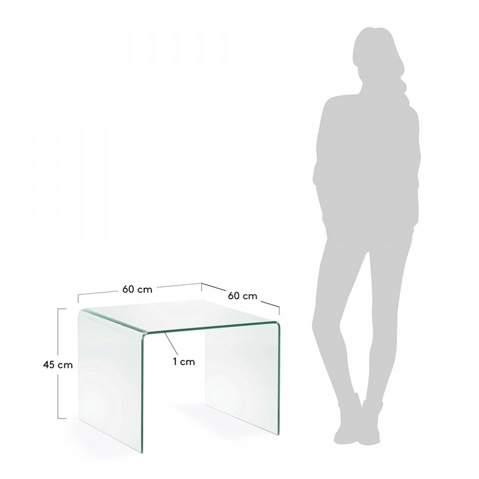 Masa de cafea transparenta din sticla 60x60 cm Burano Kave Home