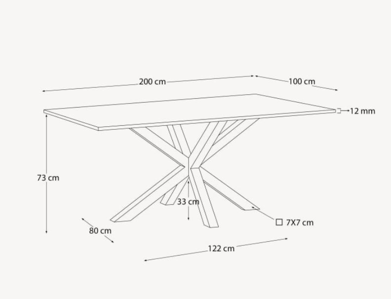 Masa dining alba/argintie din metal 100x200 cm Argo Kave Home