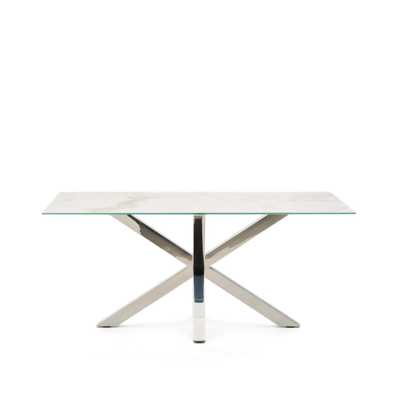 Masa dining alba/argintie din metal 90x160 cm Argo Kave Home