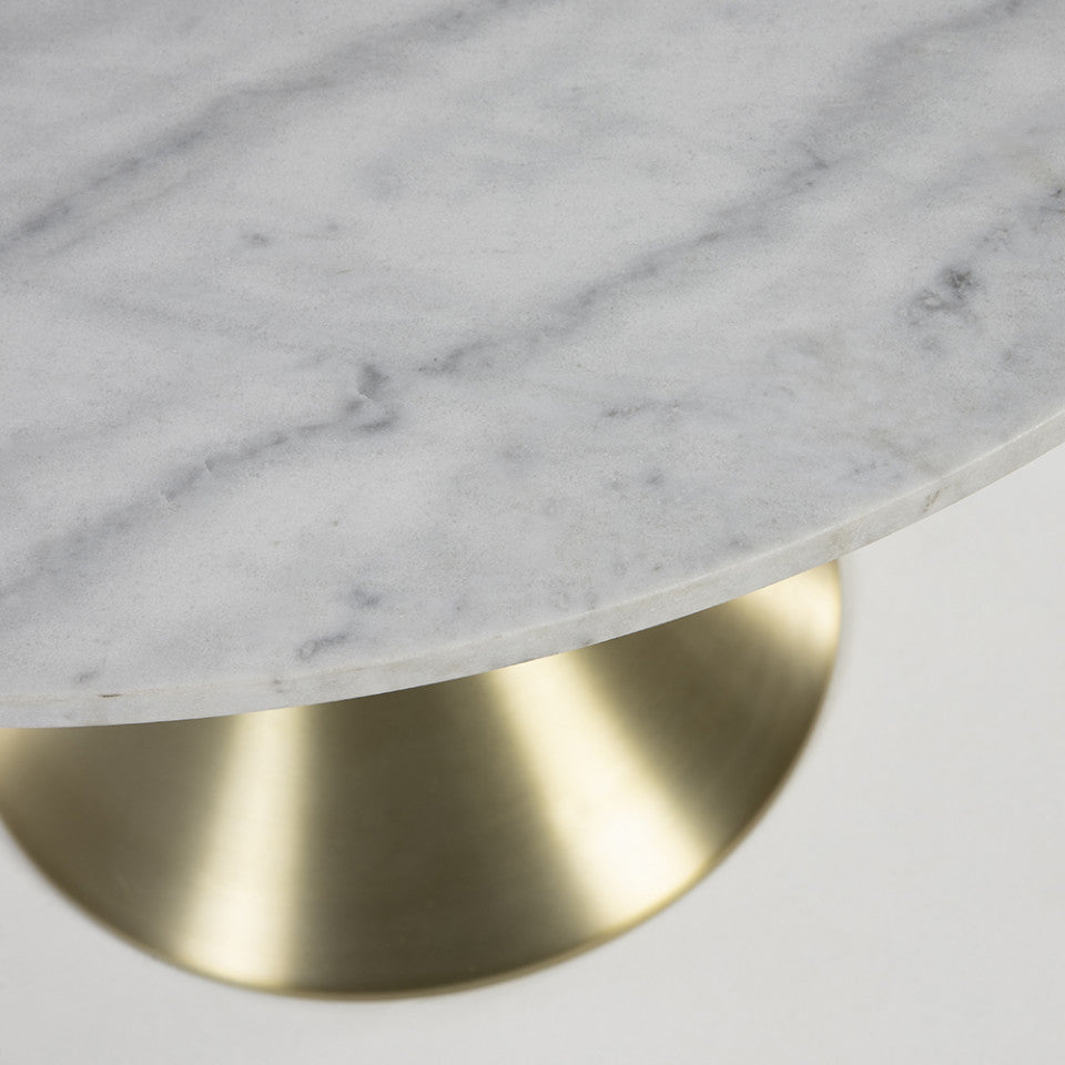 Masa dining alba/aurie din marmura 120 cm Oria Kave Home