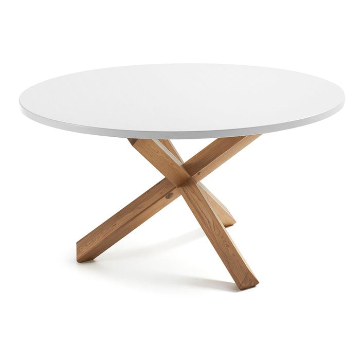 Masa dining alba din lemn 135 cm Lotus Kave Home