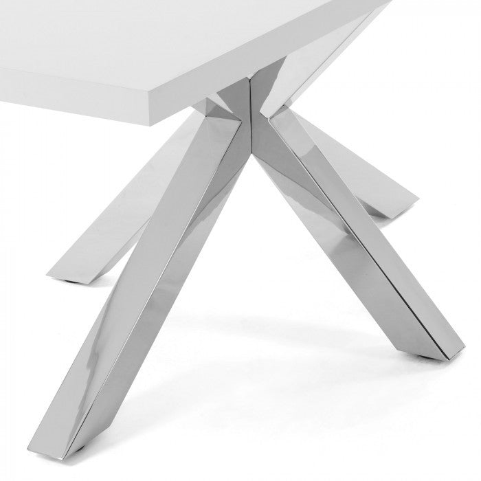 Masa dining alba din lemn si metal 100x180 cm Argo Kave Home