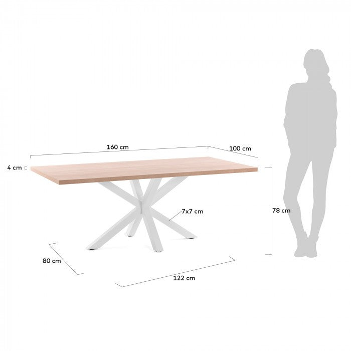 Masa dining alba din metal 100x160 cm Argo Kave Home