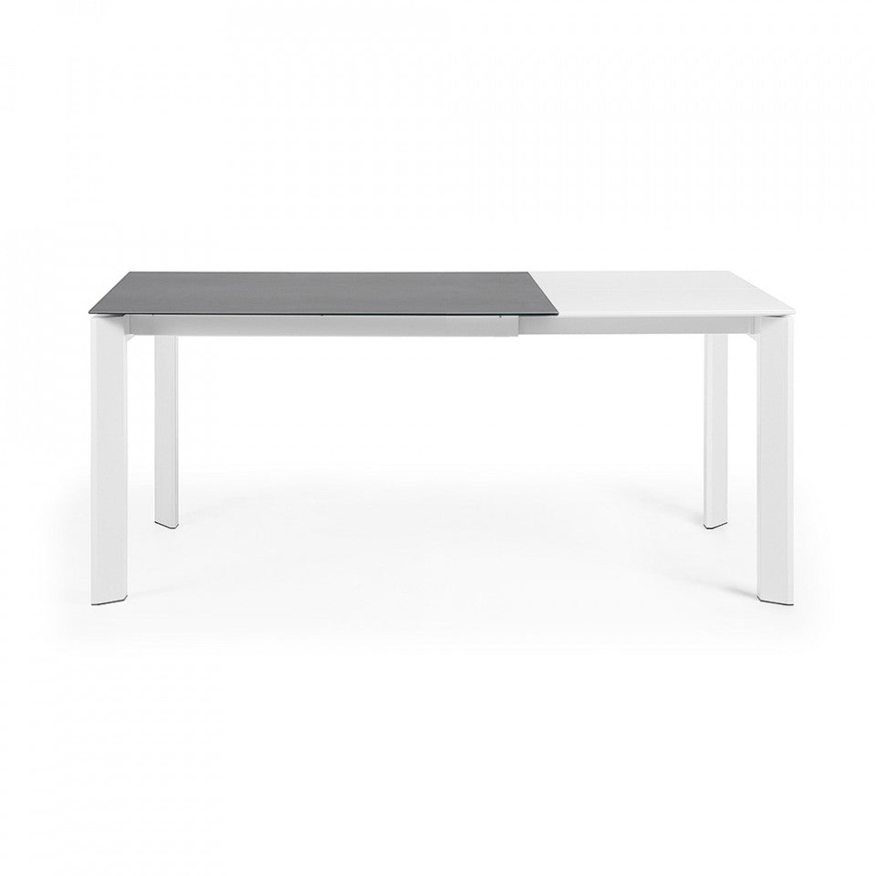 Masa dining alba/gri din metal 80x(120)180 cm Axis Kave Home