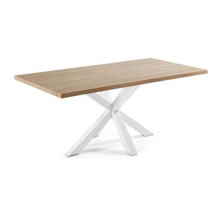 Masa dining alba/maro din metal 100x200 cm Argo Kave Home