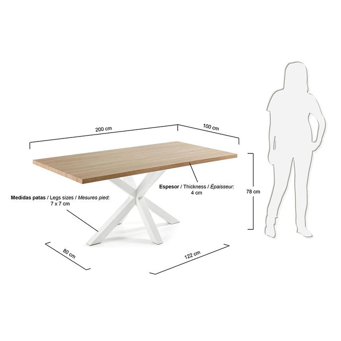 Masa dining alba/maro din metal 100x200 cm Argo Kave Home
