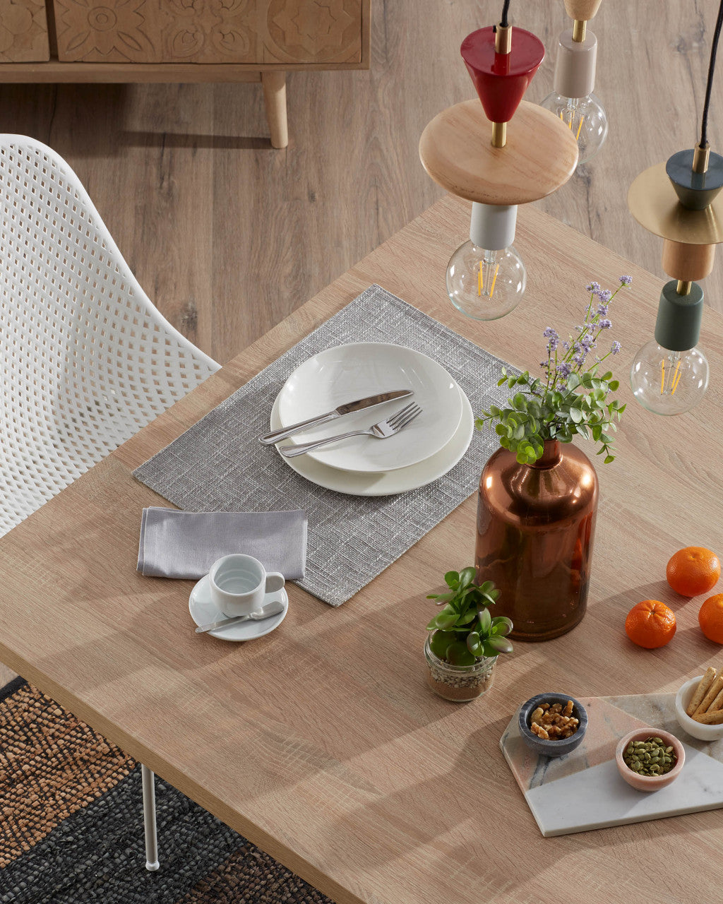 Masa dining alba/maro din metal 100x200 cm Argo Kave Home