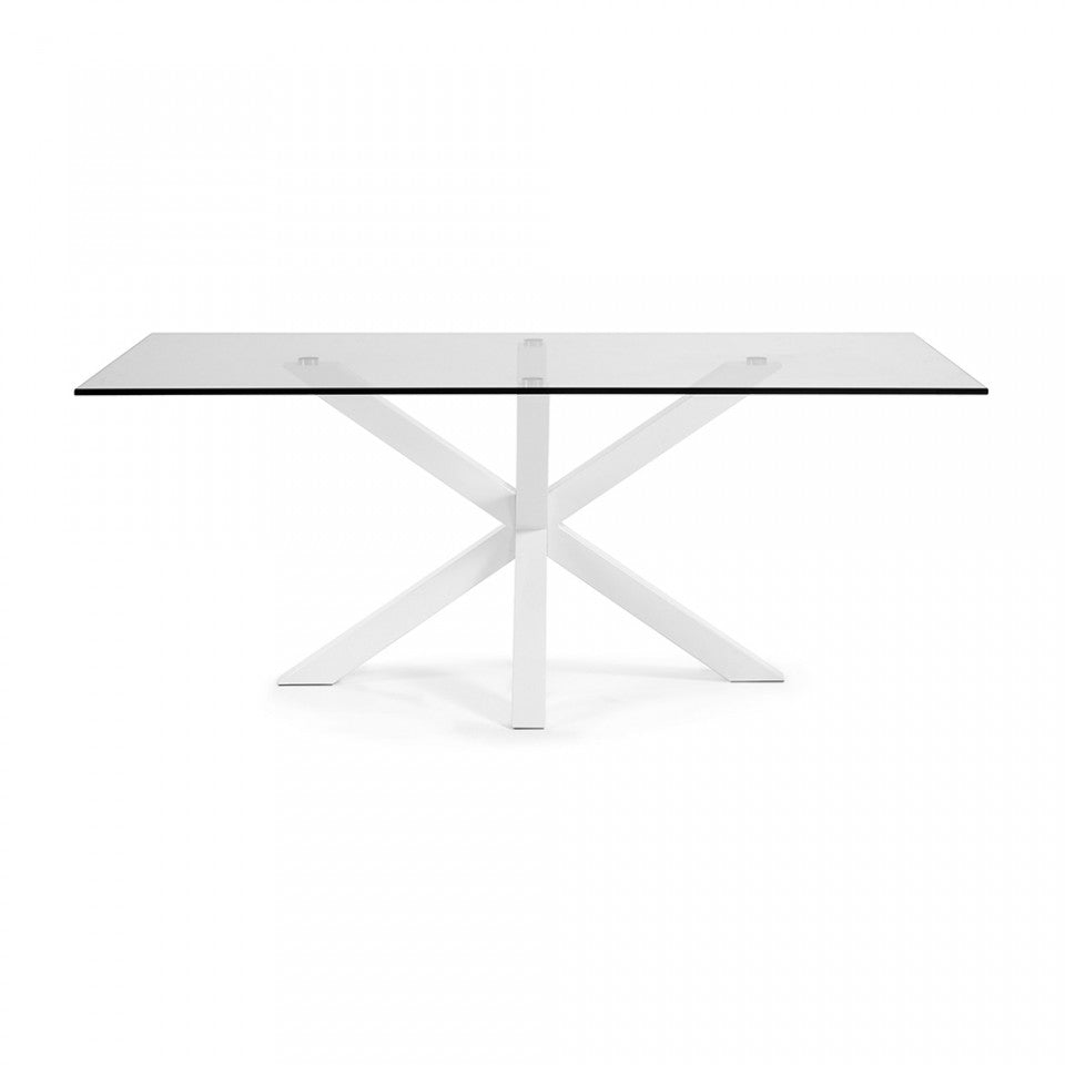 Masa dining alba/trasparenta din metal 100x200 cm Argo Kave Home