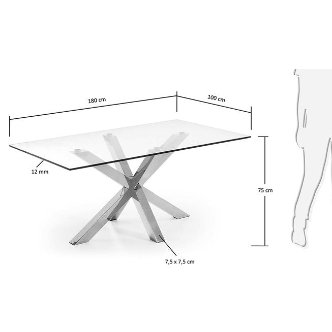 Masa dining argintie din metal 100x180 cm Argo Kave Home