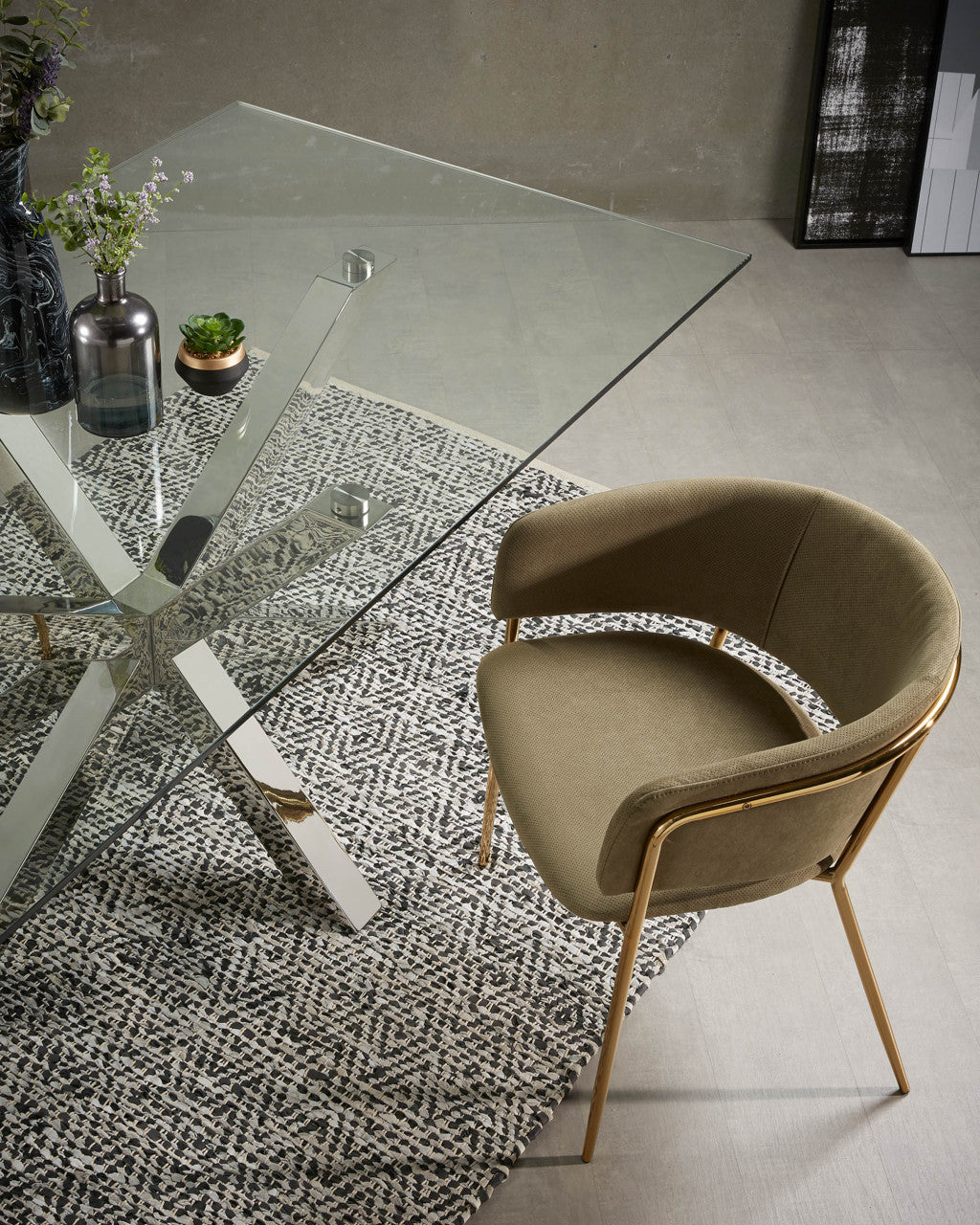 Masa dining argintie din metal 100x180 cm Argo Kave Home