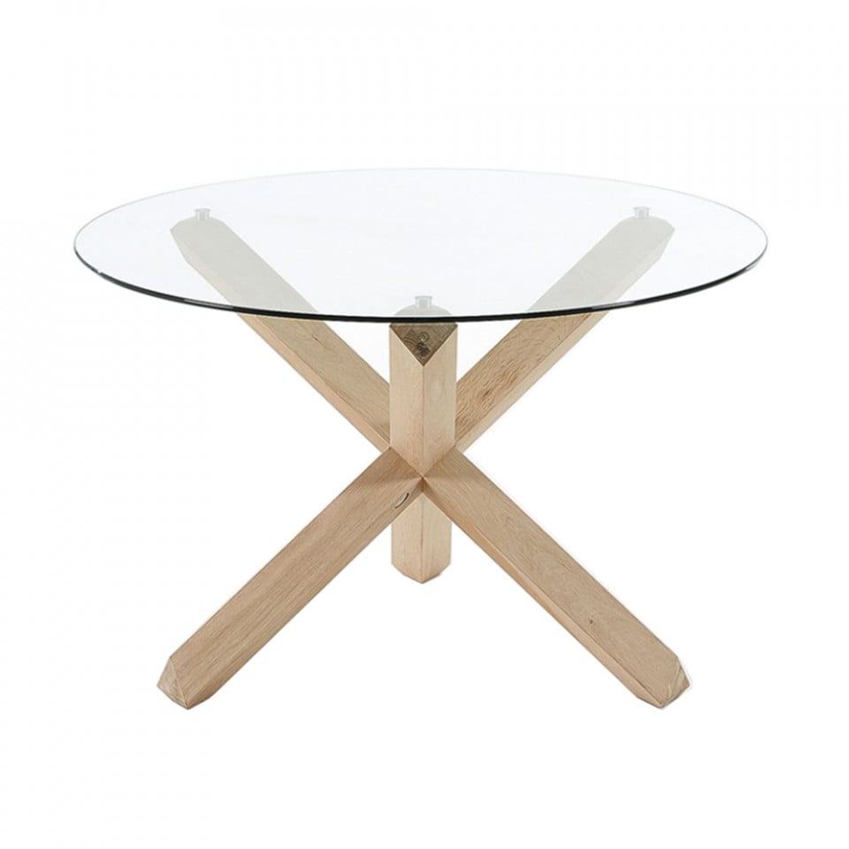 Masa dining din lemn si sticla 120 cm Lotus Kave Home