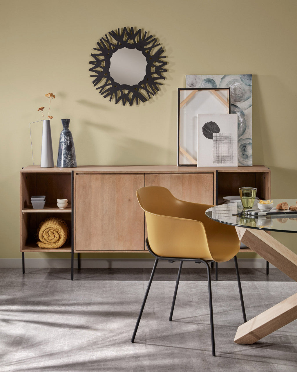 Masa dining din lemn si sticla 120 cm Lotus Kave Home