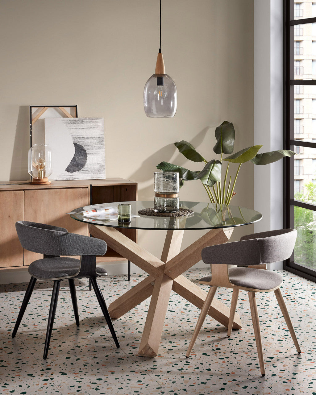 Masa dining din lemn si sticla 120 cm Lotus Kave Home