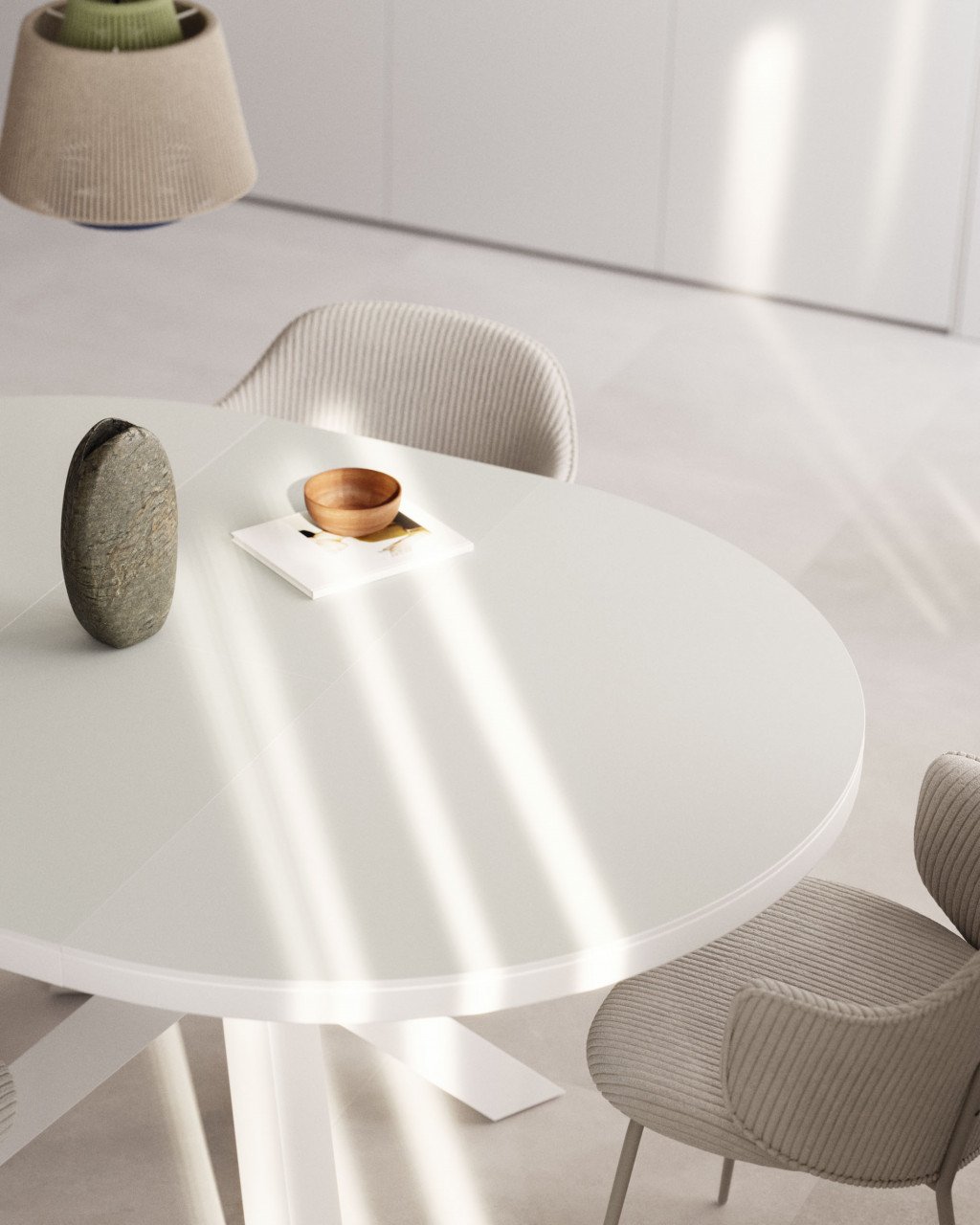 Masa dining extensibila alba din metal 120(160) cm Vashti Kave Home
