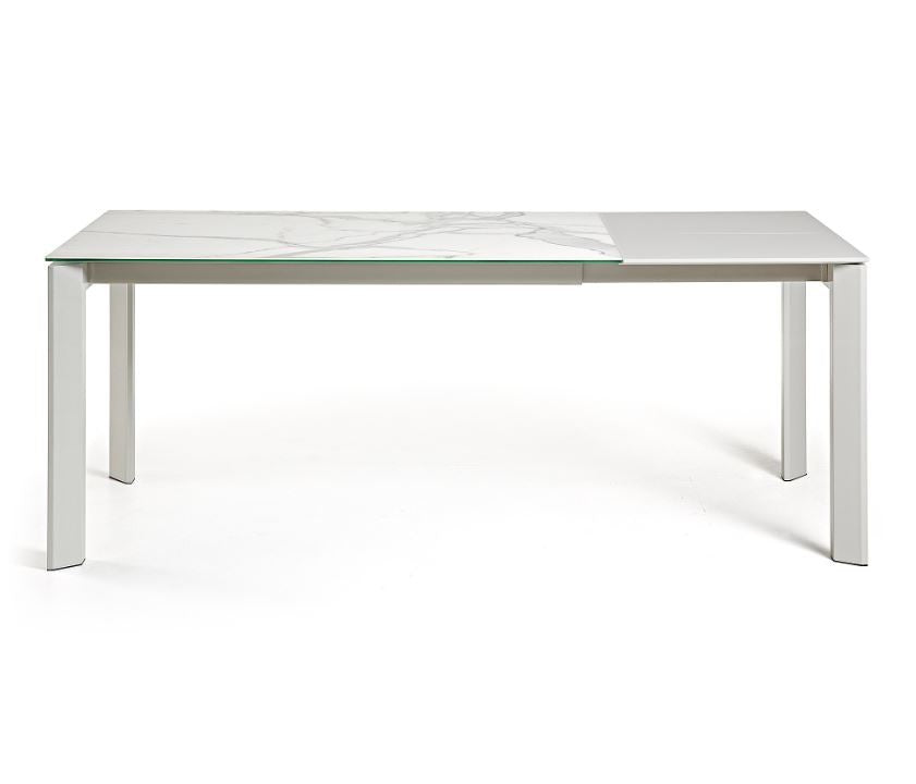Masa dining extensibila alba din metal 90x(140)200 cm Axis Kalos Kave Home