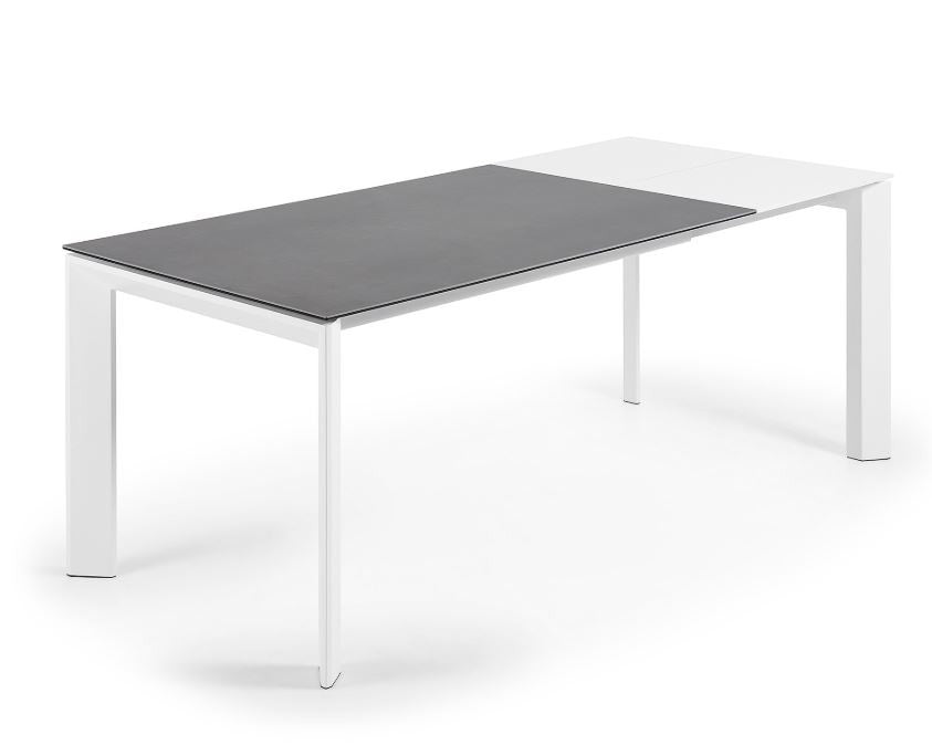 Masa dining extensibila alba din metal 90x(140)200 cm Axis Vulcano Roca Kave Home