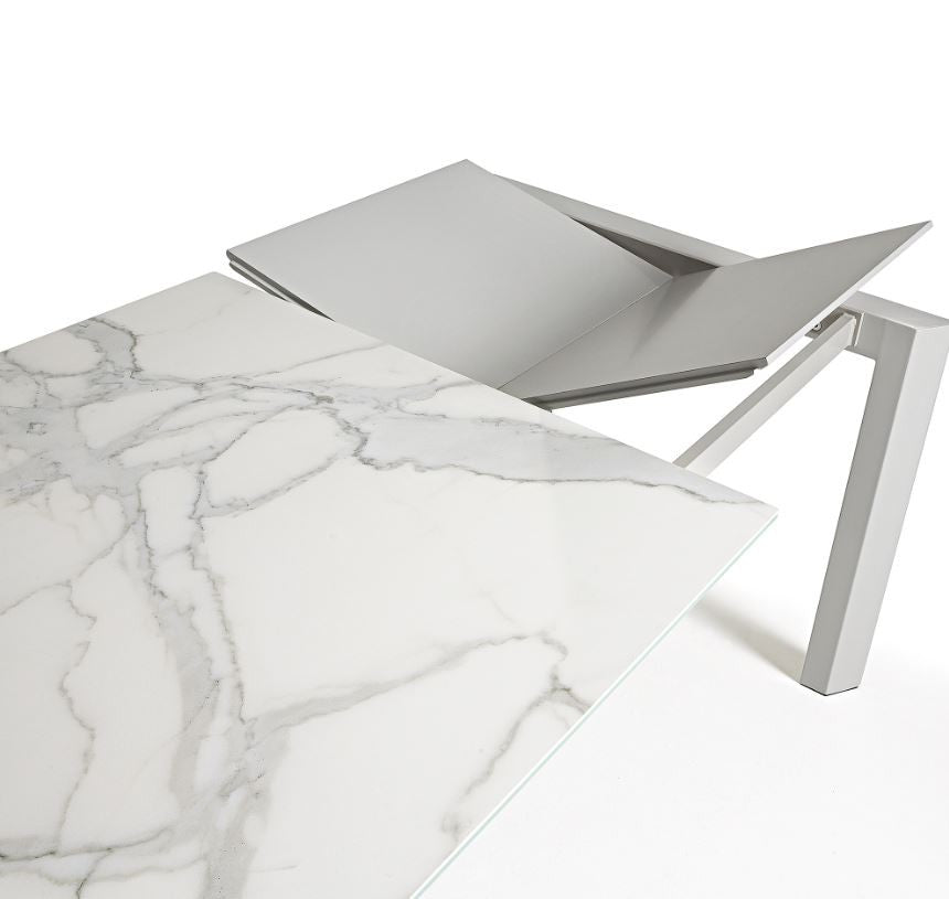 Masa dining extensibila alba din metal 90x(160)220 cm Axis Kalos Kave Home